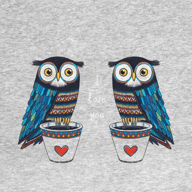 Cute owl couple in chalk hand drawn style by Rohan Dahotre